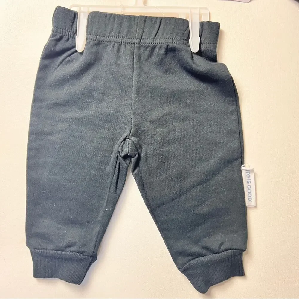 Life Is Good Baby Three Piece Bodysuit Jogger Cap Matching Set Sz 0/3 M